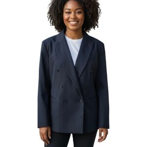 Talbots Navy Double-Breasted Blazer Timeless Design Office Siren Plus Size Sz 20